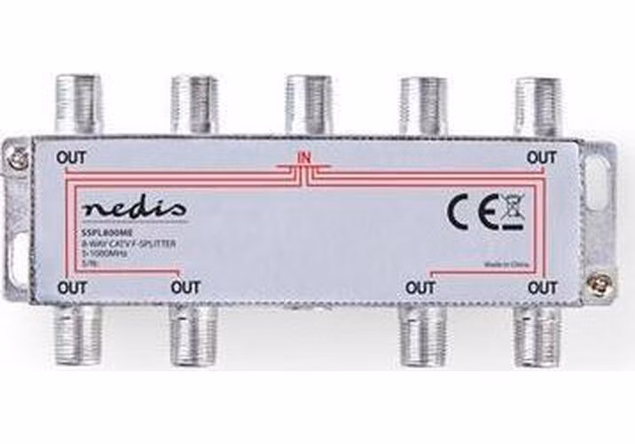 Nedis SSPL800ME - CATV F-Rozbočovač | Max. zisk 11 dB | 5–1 000 MHz | 8 Výstupů