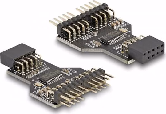 Delock Hub USB 2.0 z devítipinového zásuvkového konektoru Pin Header na 2 x 9 pinové zástrčkové konektory Pin Header