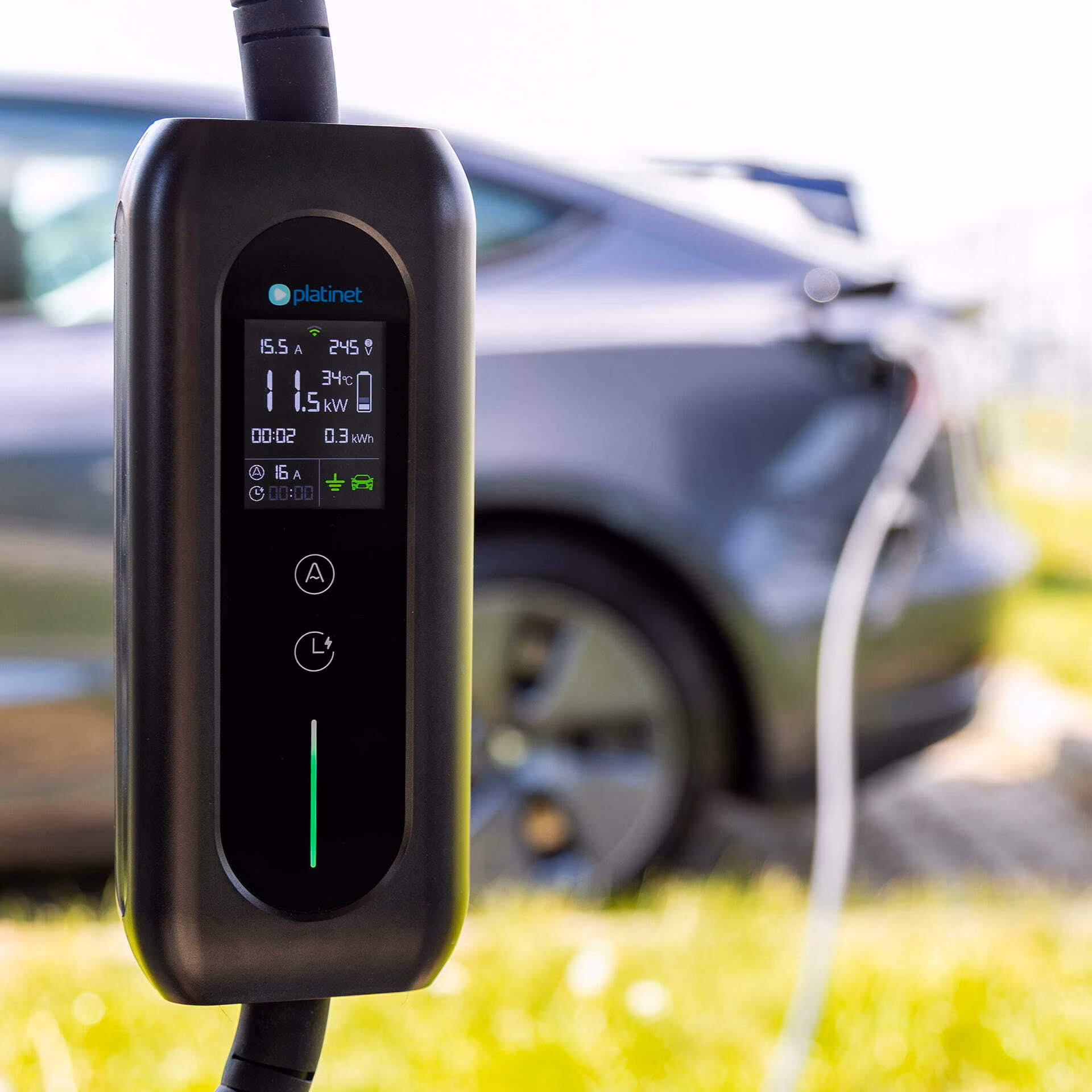 Platinet Smart prenosná EV nabíjačka PPCW5M11 11kW (16A), Wi-Fi, CEE 5-pin/Type 2, dĺžka 5m, čierna