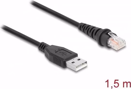 Delock Kabel z rozhraní RJ50 na USB 2.0 Typu-A ke čtečce čárových kódů, 1,5 m