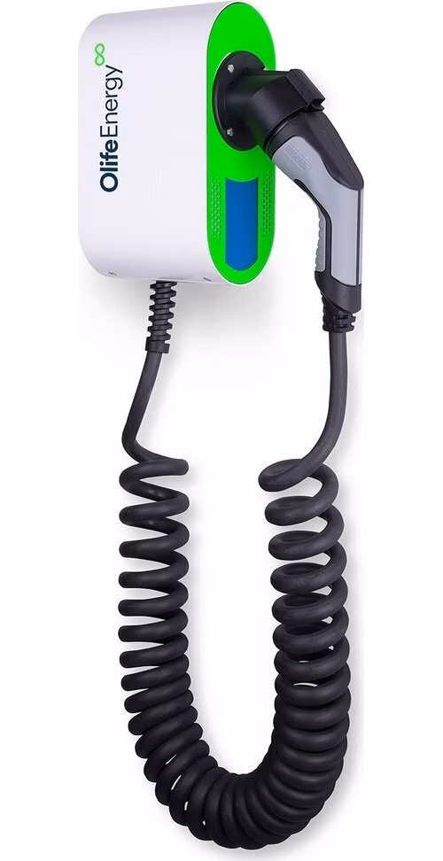 OlifeEnergy EV nabíječ elektromobilů BASE AC 22kW, Wallbox, Type2, kroucený kabel, RFID, automód