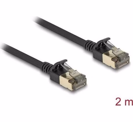 Delock Síťový kabel RJ45 Cat.8.1, F/FTP Slim Pro, 2 m, černý