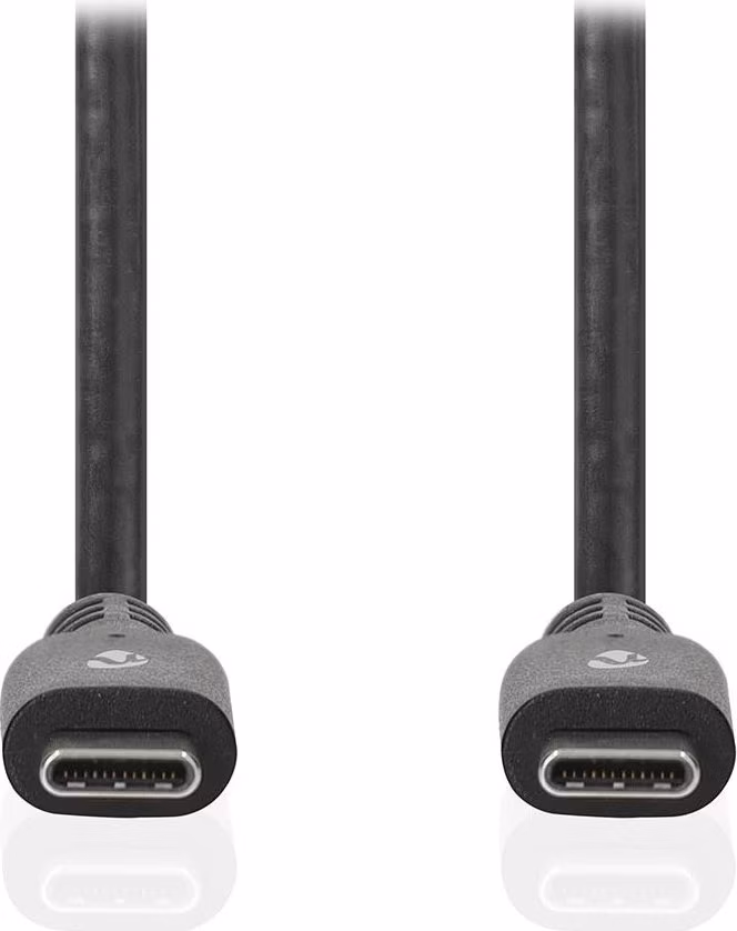 NEDIS kabel USB 3.2 Gen 1/ zástrčka USB-C - zástrčka USB-C/ 60 W/ 4K@60Hz/ 5 Gbps/ poniklovaný/ černý/ box/ 1m