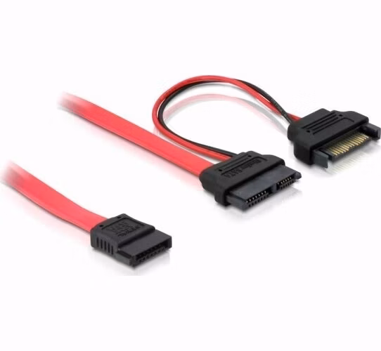 DeLock kabel SATA Slimline 13-pin samice -> 7+15pin 5V