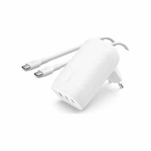 Belkin BOOST CHARGE 67W 3-portová USB-C Power Delivery PPS nástěnná nabíječka + 1m USB-C na USB-C kabel, bílá