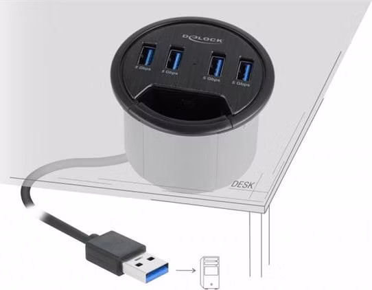 Delock Čtyřportový stolní rozbočovač se 4 x SuperSpeed USB Typu-A