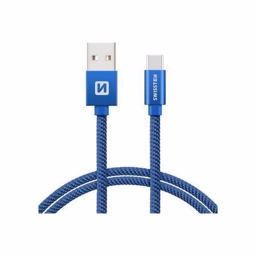 SWISSTEN DATA CABLE USB / USB-C TEXTILE 0,2M BLUE