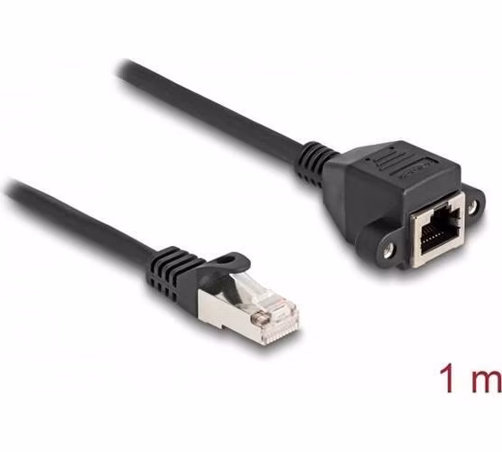 Delock Prodlužovací kabel RJ50 ze zástrčky na zásuvku, S/FTP, 1 m, černý