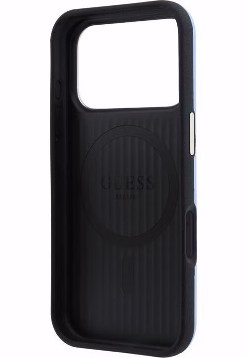 Guess PU Semi Wrap Perforated 4G Logo MagSafe kryt iPhone 18 Pro modrý