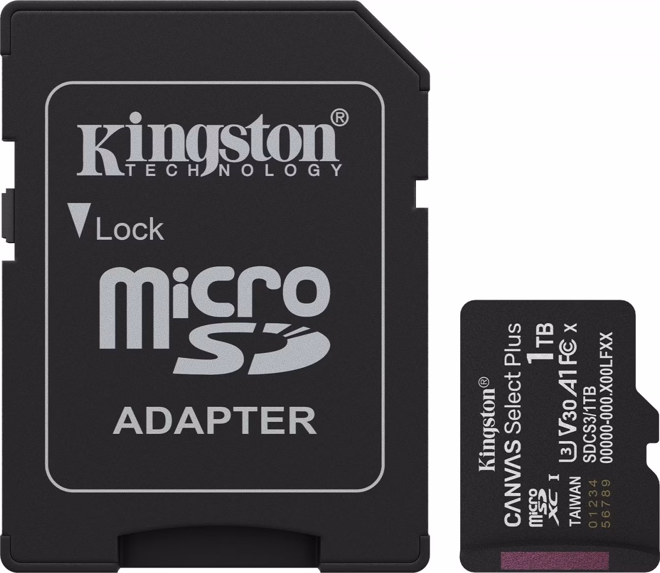 1 TB . microSDXC karta Kingston Canvas Select Plus U3, V30, A1 (r/w 150MB/s) + adapter
