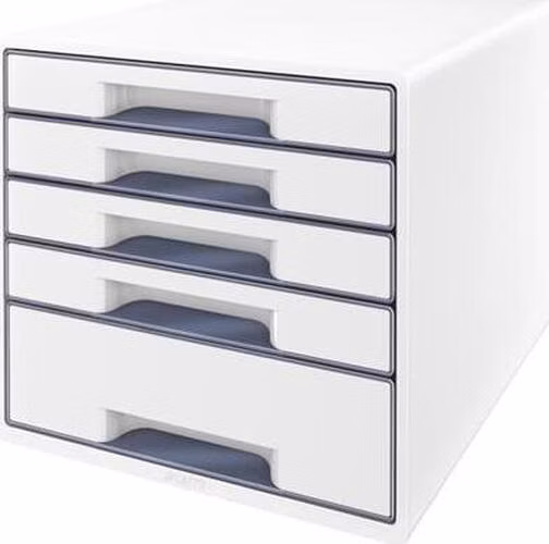 LEITZ Zásuvkový box WOW CUBE, 5 zásuvek, bílá/šedá