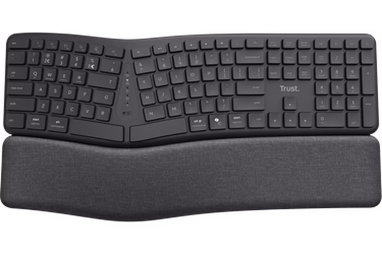 TRUST klávesnice Keyra, Ergonomická, Bezdrátová, US, černá