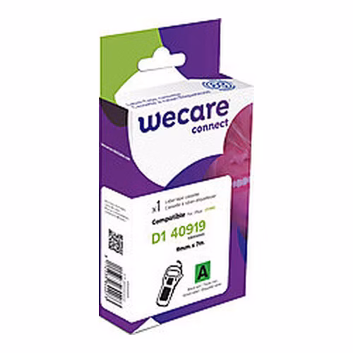 WECARE ARMOR páska kompatibilní s DYMO S0720740,Black/Green,9mm*7m