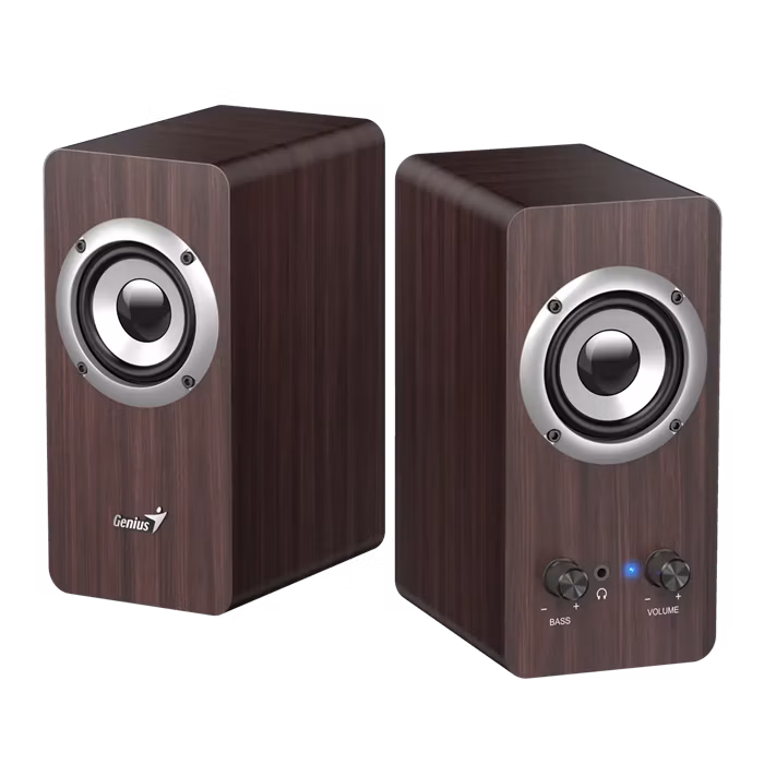 Genius SP-HF400 Reproduktory, 2.0, 10W, 3,5mm jack, dřevěné, tmavé dřevo