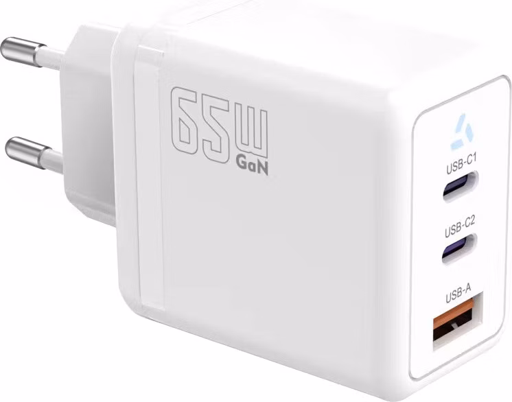 TB Touch 65W GaN Power Adapter, 2x USB C + USB A