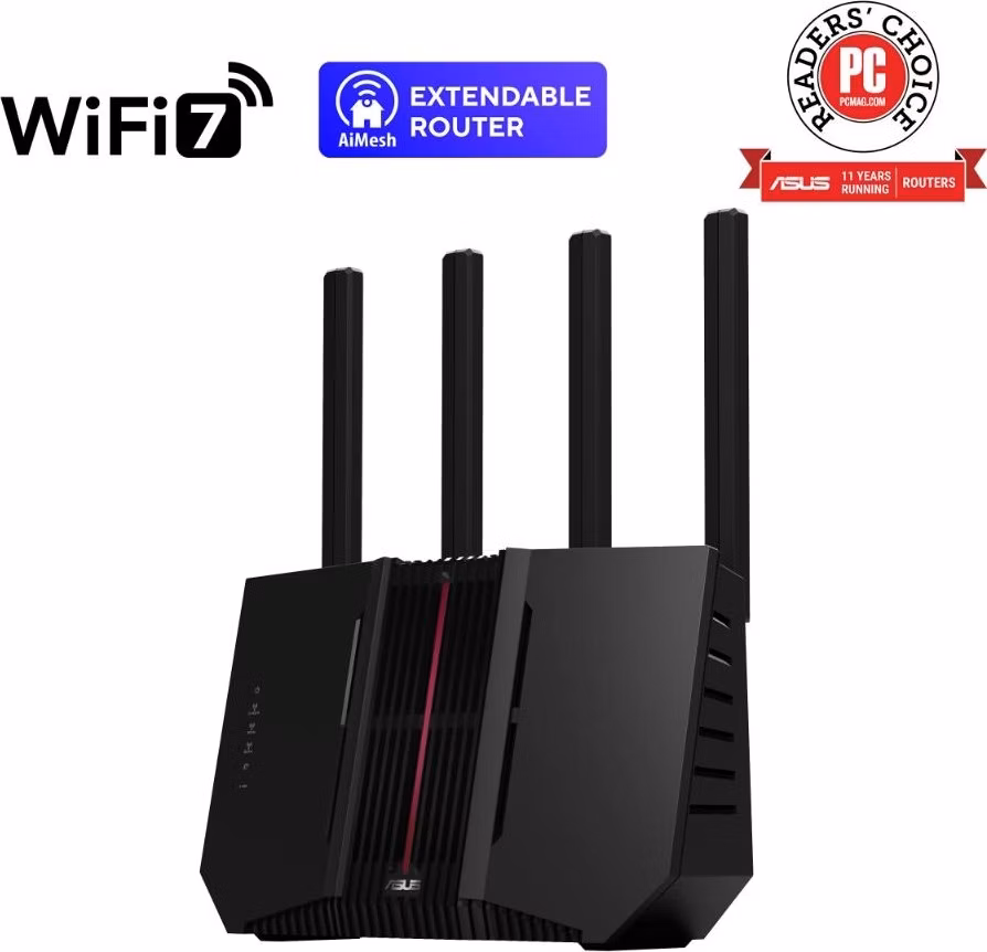 ASUS Router RT-BE92U, WiFi7 Router, AiMesh, 2x WAN, 3x LAN, 1x USB 3.2