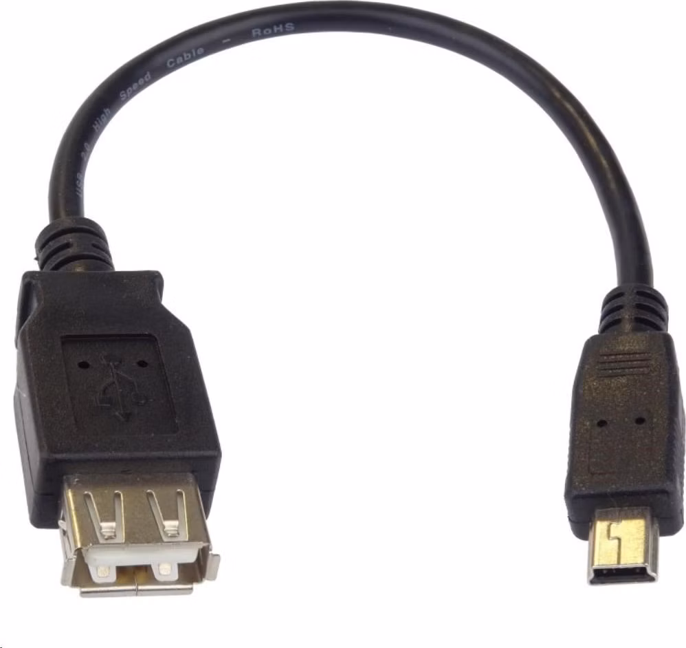 Digitus Adaptérový kabel USB 2.0, OTG, typ mini B - A M/F, 0,2m, USB 2.0, bl