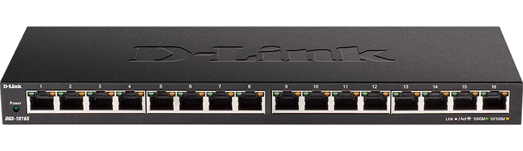 D-Link DGS-1016S 16-portový gigabitový ethernetový prepínač, bez ventilátora