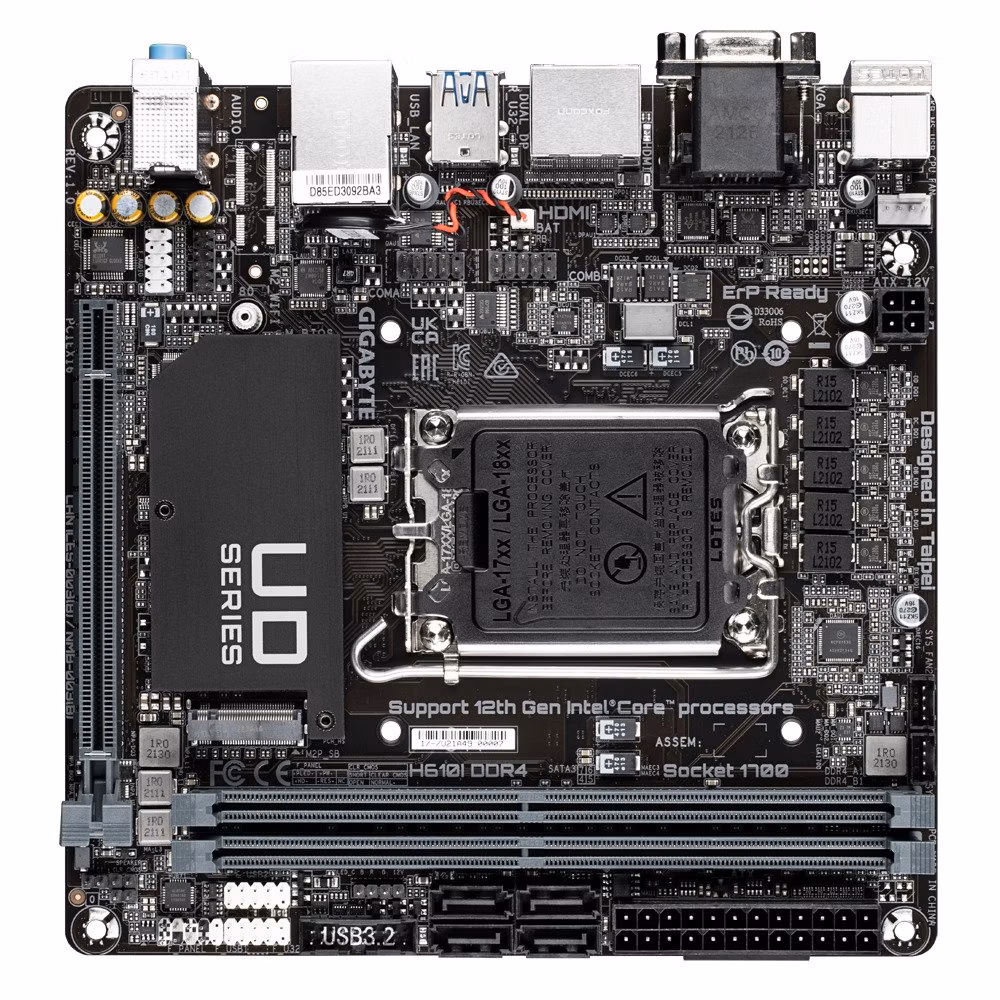GIGABYTE MB Sc LGA1700 H610I DDR4, Intel H610, 2xDDR4, 2xDP, 1xHDMI, 1xVGA, mini-ITX