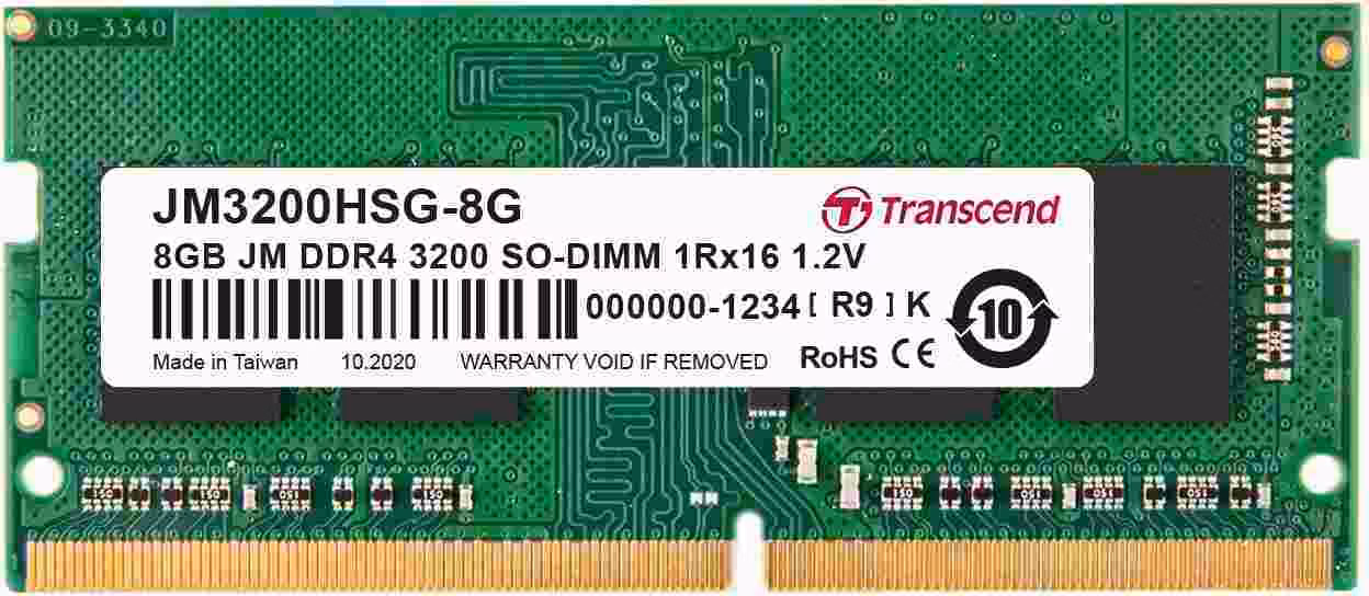 SODIMM DDR4 8GB 3200MHz TRANSCEND 1Rx16 1Gx16 CL22 1.2V
