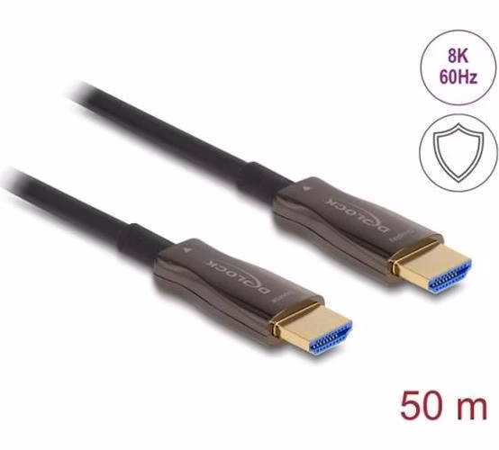 Delock Aktivní optický kabel HDMI s kovovým pancéřováním, 8K 60 Hz, 50 m