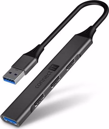 CONNECT IT USB-A hub, (1xUSB-A 3.0, 3xUSB-A 2.0), externí, ANTRACITOVÝ