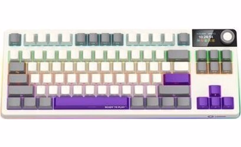 Lorgar KBP70TKLW, Pro bezdrôtová mechanická herná klávesnica, 2.4 GHz/ BT 5.0, Displej, multim. tlač., US layout, béžová