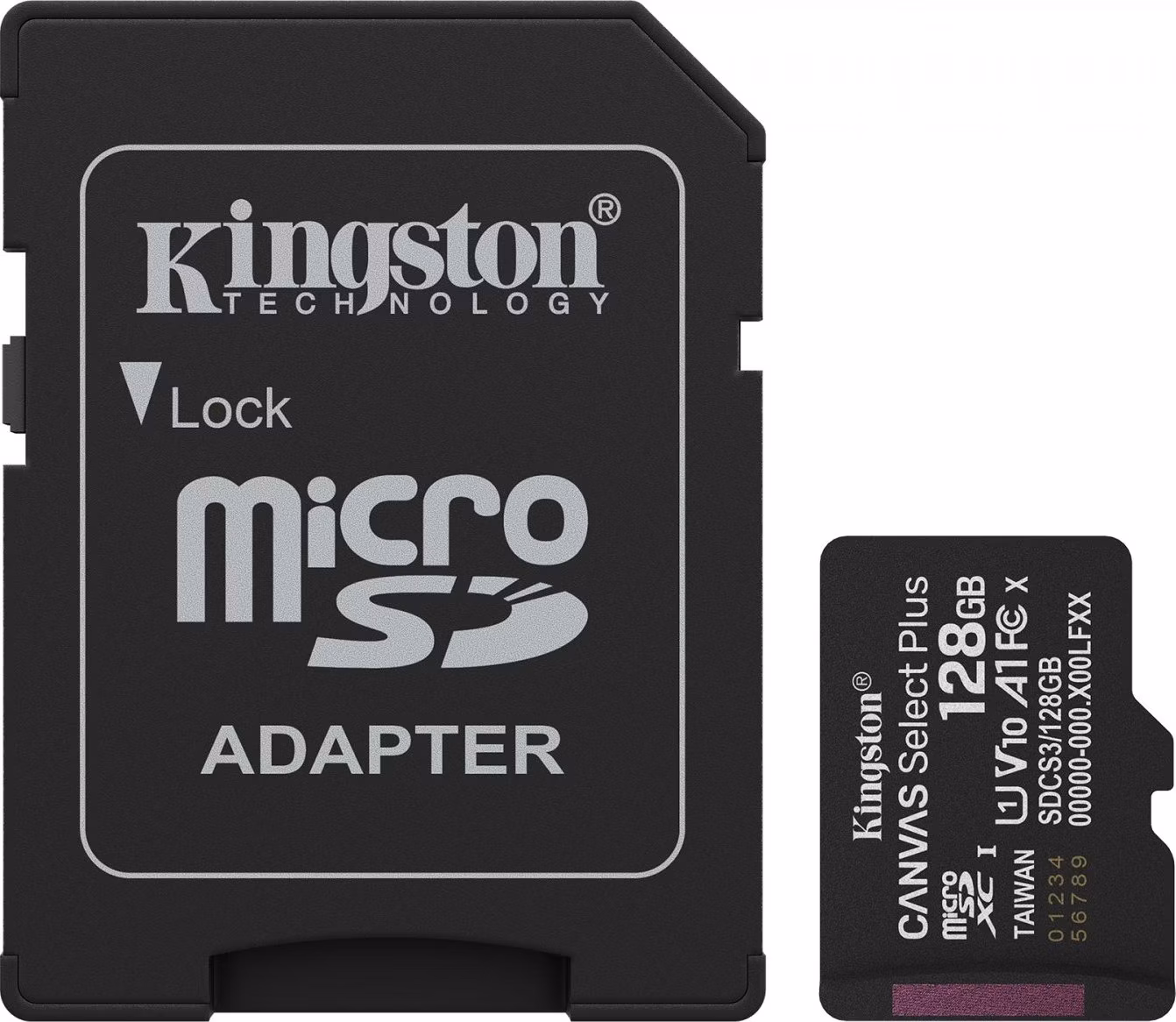 128 GB . microSDXC karta Kingston Canvas Select Plus U1, V10, A1 (r/w 150MB/s) + adaptér