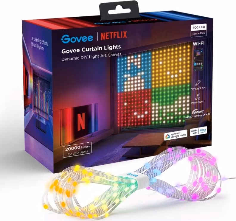 Govee Netflix RGBIC Curtain Light 400 LED - 1,5 x 1,5m