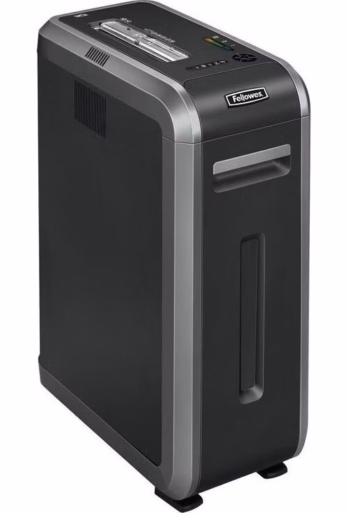 FELLOWES skartovač 125 i/ přímý řez 5,8mm/ objem koše 53 l/ stupeň utajení P-4 (vyhrazené)/ černý