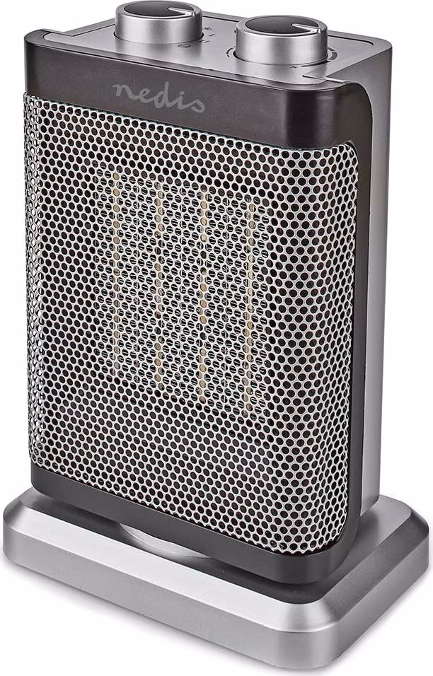 NEDIS keramický horkovzdušný ventilátor PTC/ termostat/ spotřeba 1500 W/ 2 tepelné režimy/ ochrana proti převrácení