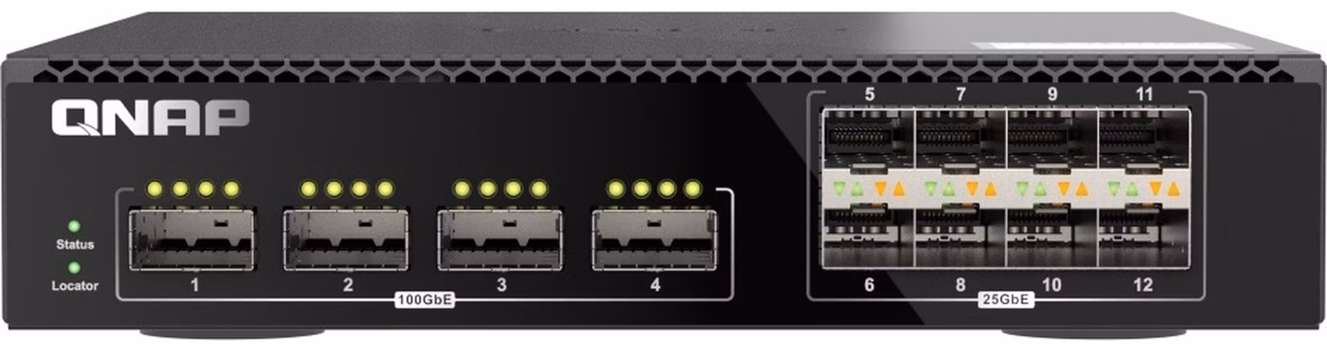 QNAP řízený switch QSW-M7308R-4X (4x 100GbE porty + 8x 25GbE porty, poloviční šířka)