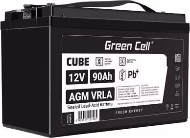 Green Cell CUBE AGM IP54 12V 90Ah VRLA Battery Gel deep cycle scooter mower boat barge mower tractor fishing boat