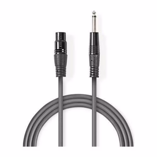 Nedis COTG15120GY100 - Nevyvážený XLR Audiokabel | XLR 3pinová Zásuvka – 6,35mm Zástrčka | 10 m | Šedá barva