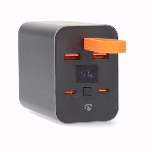 Nedis PBKPD100W25BK - Powerbanka | 30000 mAh | Výstup 2x USB-A / 2x USB-C™ | Vstup 1x USB-C™ | PD3.0 100W