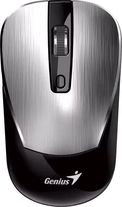 Genius NX-7125 Myš, bezdrátová, optická, 1200DPI, 4 tlačítka, Copilot, 2,4GHz, USB-A, 1× AA baterie, černo-stříbrná