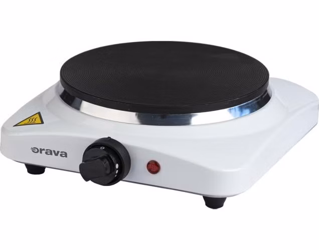 Orava VP-81 W elektrický vařič, 1500 W, regulace teploty, 1 plotýnka, manuální ovládání, průměr 185 mm, bílá