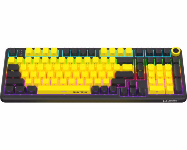 Lorgar KBA4195YL, mechanická herná klávesnica, 101 klávesov, Toxic Purple Switch, Hot-Swap, RGB, USB-C