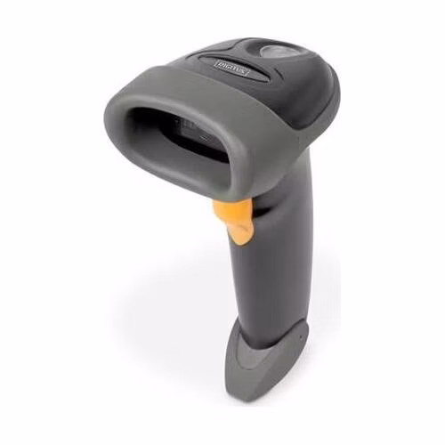 DIGITUS Ruční skener čárových kódů 2D, napájený z baterie, kompatibilní s Bluetooth a QR kódem, 200 skenů / s, s držákem