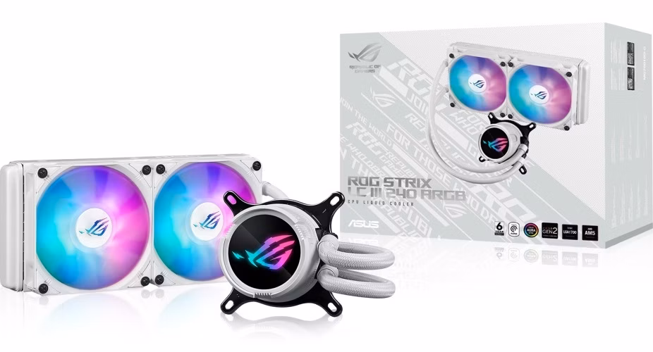 ASUS vodní chladič CPU AIO ROG STRIX LC III 240 ARGB WHITE, 2x120mm, LGA1851, AM5