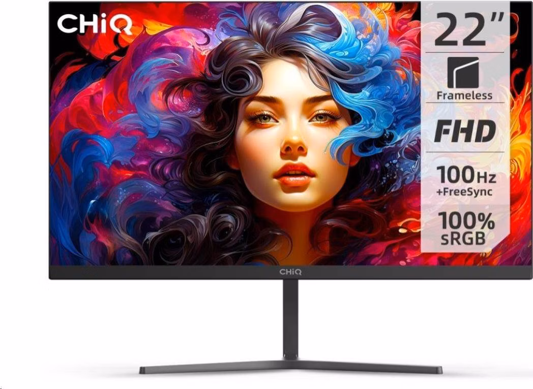 CHiQ 22" UltraSlim monitor 22F650 FHD, 100 Hz, Frameless, černý
