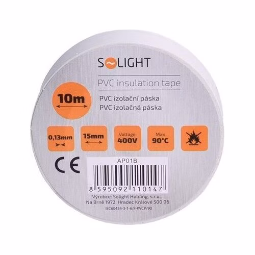 Solight izolačná páska, 15mm x 0,13mm x 10m, biela
