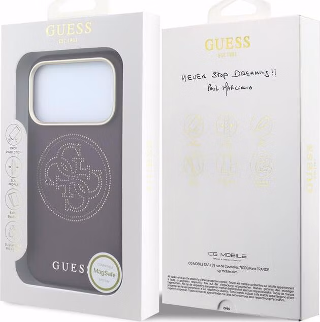 Guess PU Semi Wrap Perforated 4G Logo MagSafe kryt iPhone 18 Pro burgundy
