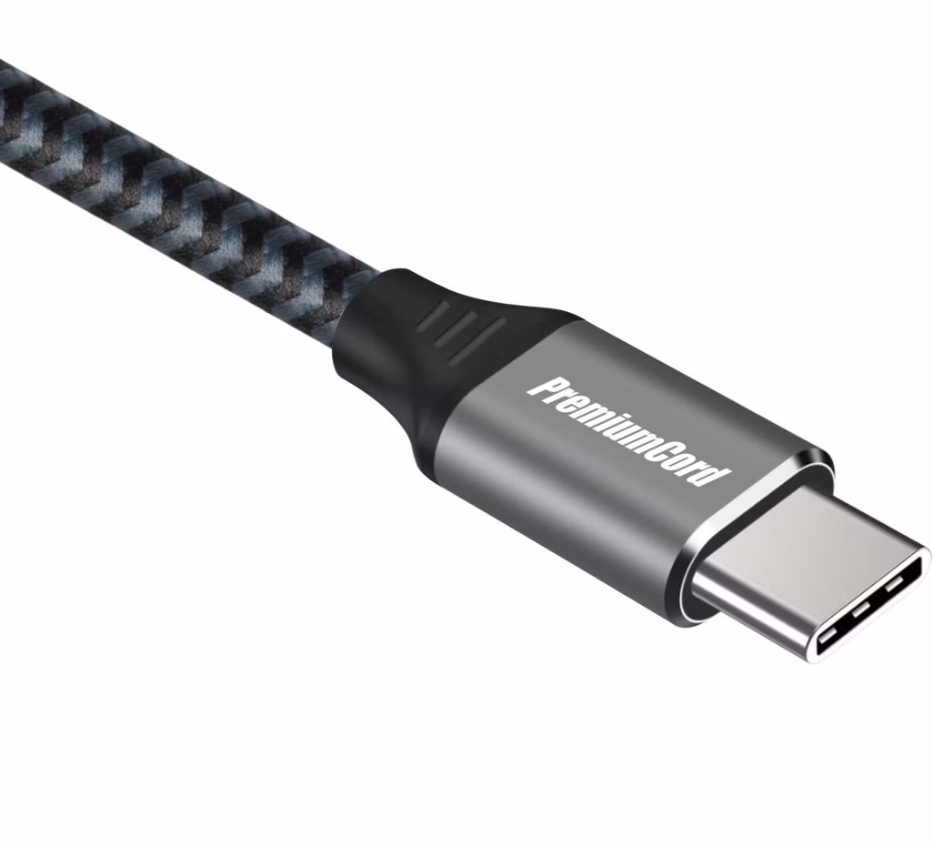 PREMIUMCORD Kábel USB-C M/M, 100W 20V/5A 480Mbps bavlnené opletenie, 1m