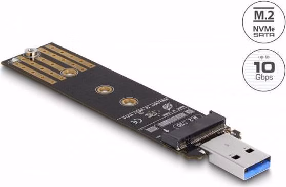 Delock Kombo převodník pro SSD M.2 NVMe PCIe nebo SATA s USB 3.2 Gen 2