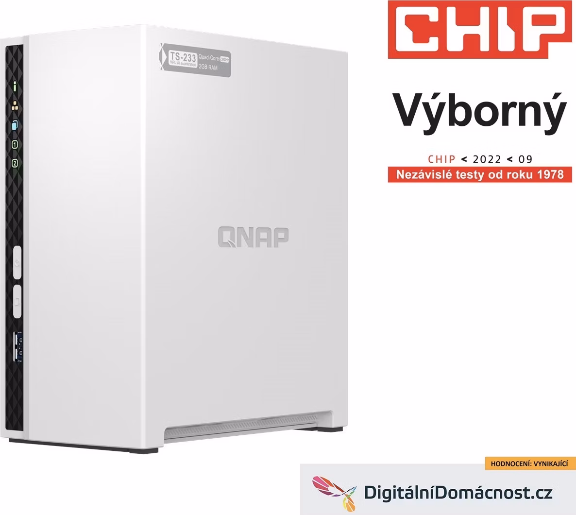 QNAP TS-233 (4core 2,0GHz + NPU, 2GB DDR4 RAM, 2x SATA, 1x GbE, 1x USB 2.0, 1x USB 3.2)