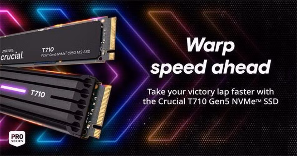 Crucial T710 1TB SSD PCIe Gen5 NVMe M.2 2280, r14900MB/s, w13700MB/s