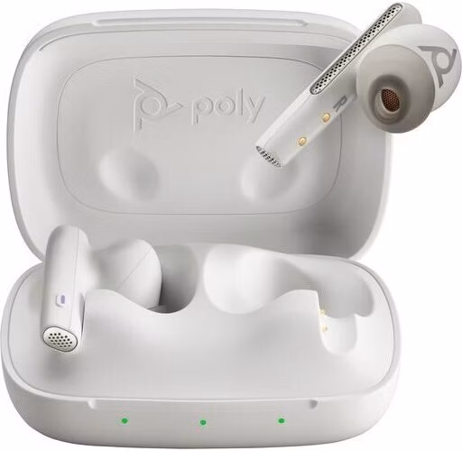 Poly Voyager Free 60 MS Teams bluetooth headset, BT700 USB-C adaptér, nabíjecí pouzdro, bílá