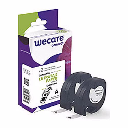 WECARE ARMOR páska kompatibilná s DYMO S0721510, Black/White, 2*12mm*4m