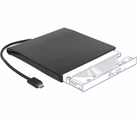 Delock Externí skříň pro 5.25” Slim disky SATA 12,7 mm na USB Type-C™ samec